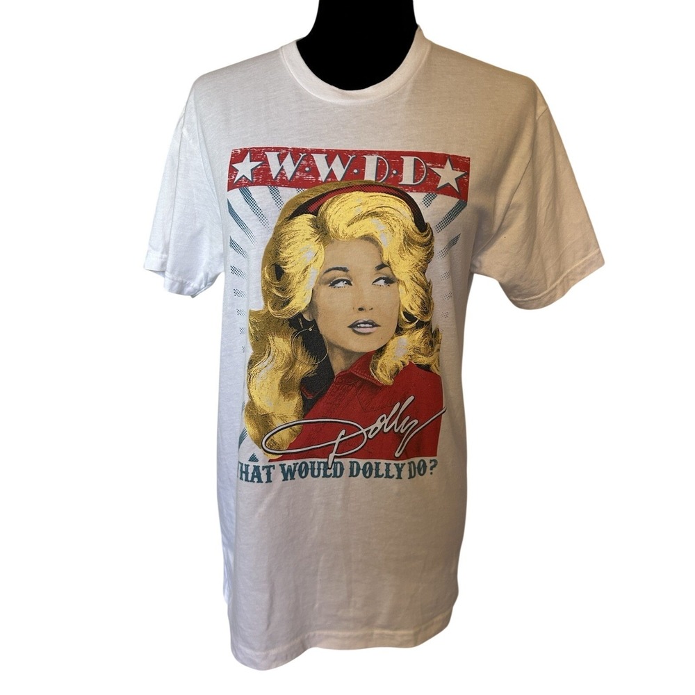 Dollywood What Would Dolly Do T-Shirt White Graphic Tee Dolly Parton Small